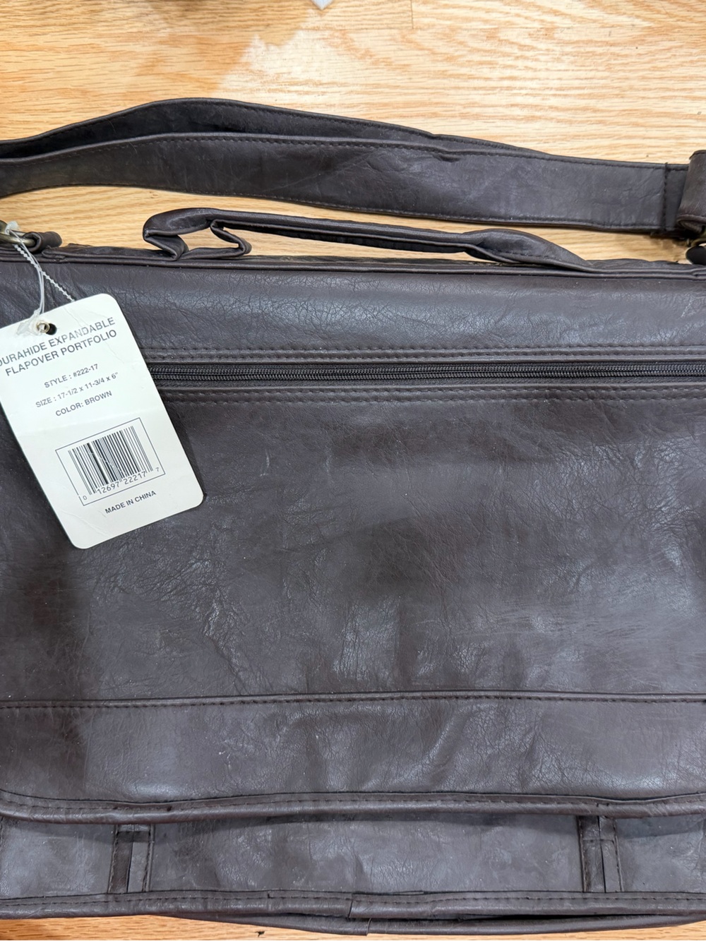 Men's Brown Expandable Flapover Portfolio Bag Monarch Leather